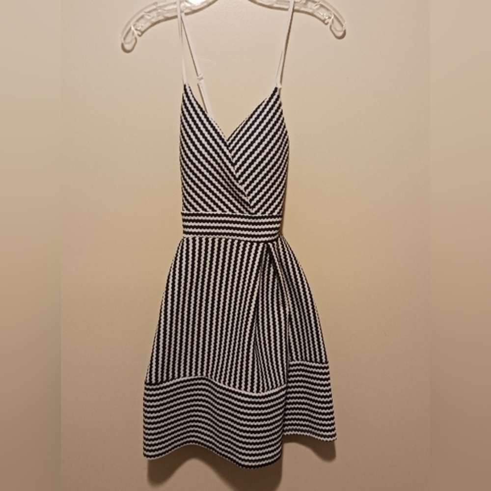 Charlotte Russe Y2K Striped seersucker‎ fit & flare mini Dress Medium